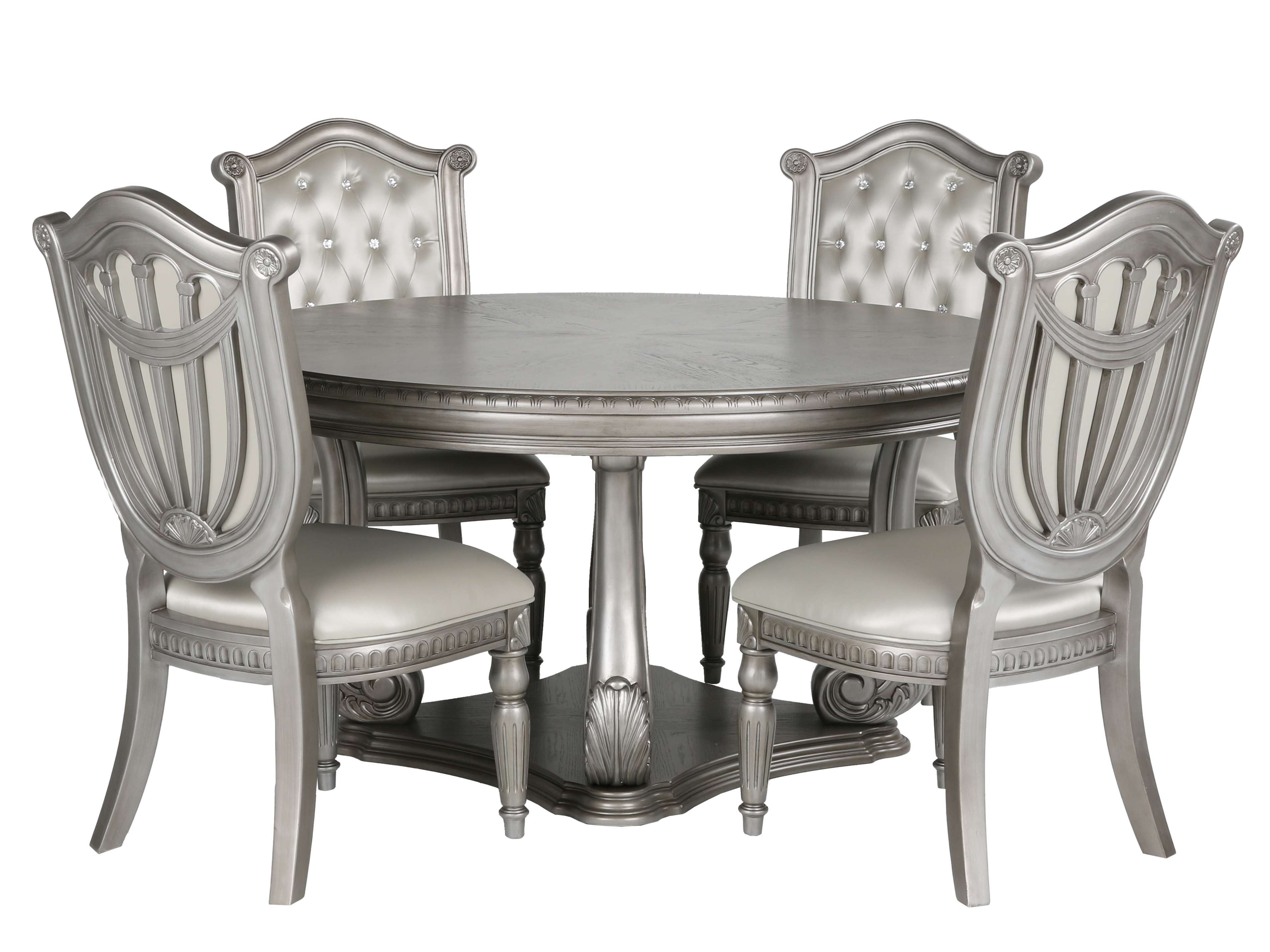 Grand-Platinum 5 Piece Round Dining Room Set