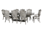 9-Piece Glam Silver Formal Dining Set with Extension Table