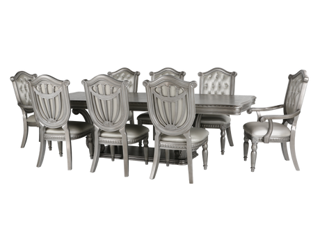 Grand-Platinum 9 Piece Dining Room Set by Mollai Collections | Bel Furniture
