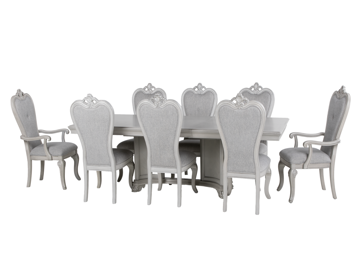 Antique White 9-Piece Traditional Dining Room Set with 6 Side Chairs & 2 Armchairs
