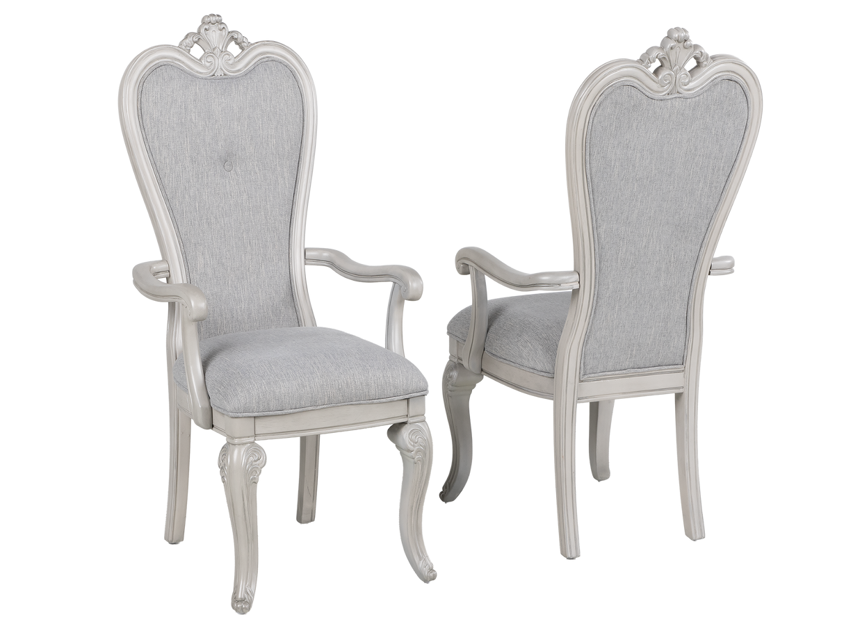Antique White 9-Piece Traditional Dining Room Set with 6 Side Chairs & 2 Armchairs