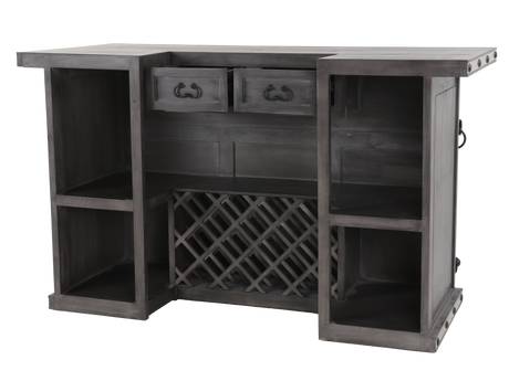 3-Piece Rustic Bar Set with Storage & Barstools by Mollai Collections | Bel Furniture