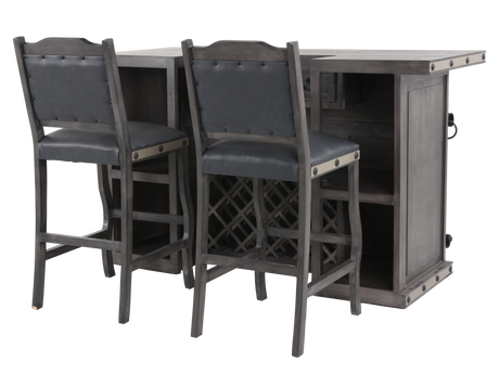 3-Piece Rustic Bar Set with Storage & Barstools by Mollai Collections | Bel Furniture
