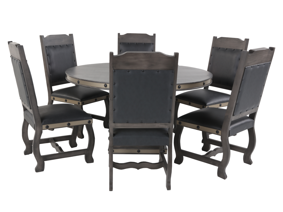 7 Piece Round Dining Table set by Mollai Collections | Bel Furniture