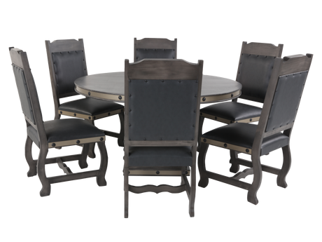 7 Piece Round Dining Table set by Mollai Collections | Bel Furniture