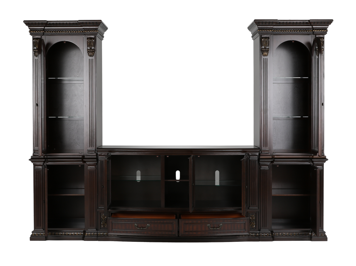 Grand-Cherry 5 Piece Entertainment Center by Mollai Collections | Bel Furniture