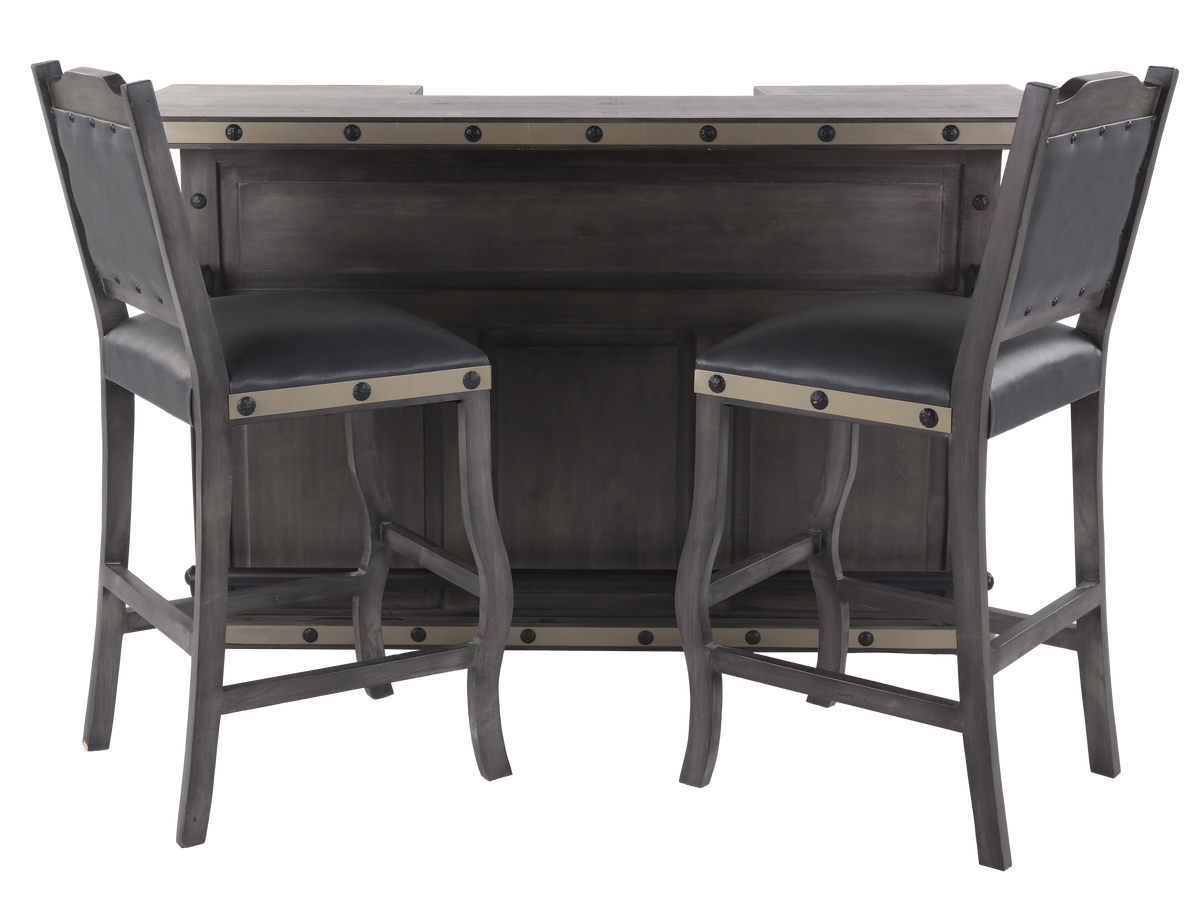 3-Piece Rustic Bar Set with Storage & Barstools by Mollai Collections | Bel Furniture