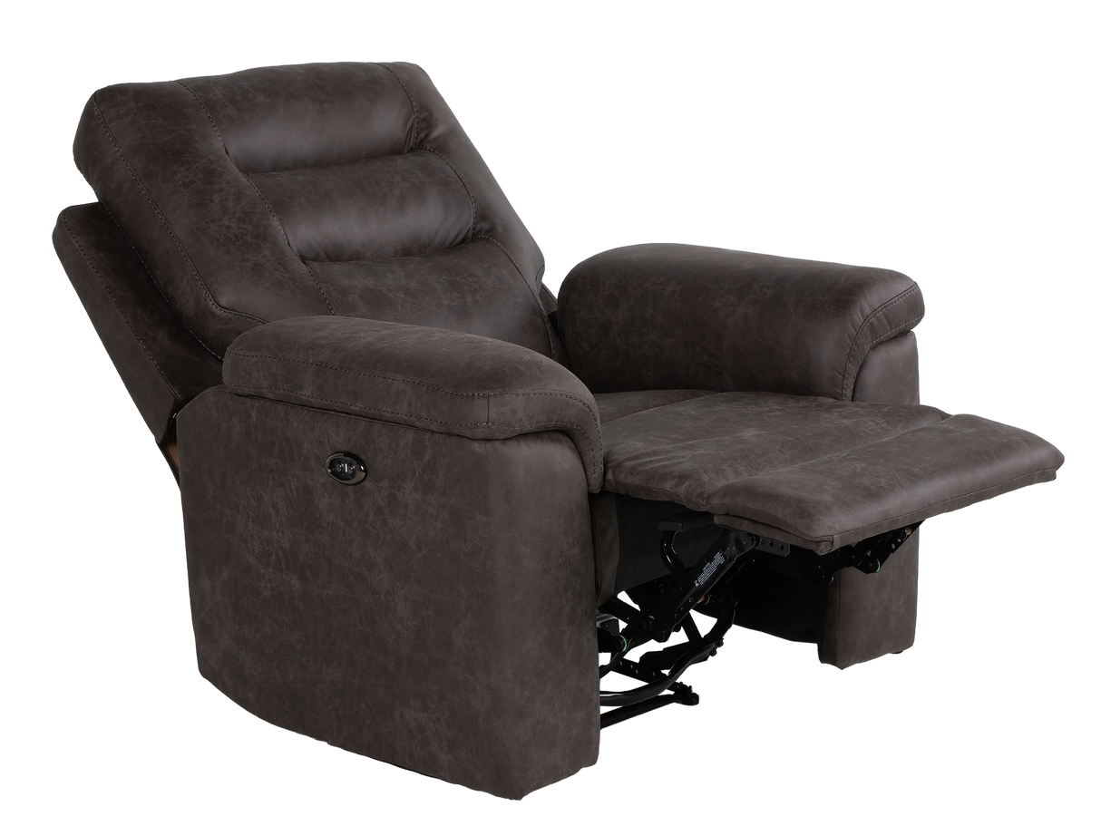 Contemporary Gray 3-Piece Power Reclining Living Room Set with Console & Cup Holders