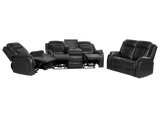 Dark Grey 3-Piece Reclining Living Room Set with Power Reclining Sofa, Drop-Down Table & Power Recliner