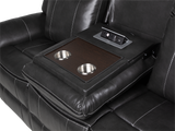 Dark Grey 3-Piece Reclining Living Room Set with Power Reclining Sofa, Drop-Down Table & Power Recliner