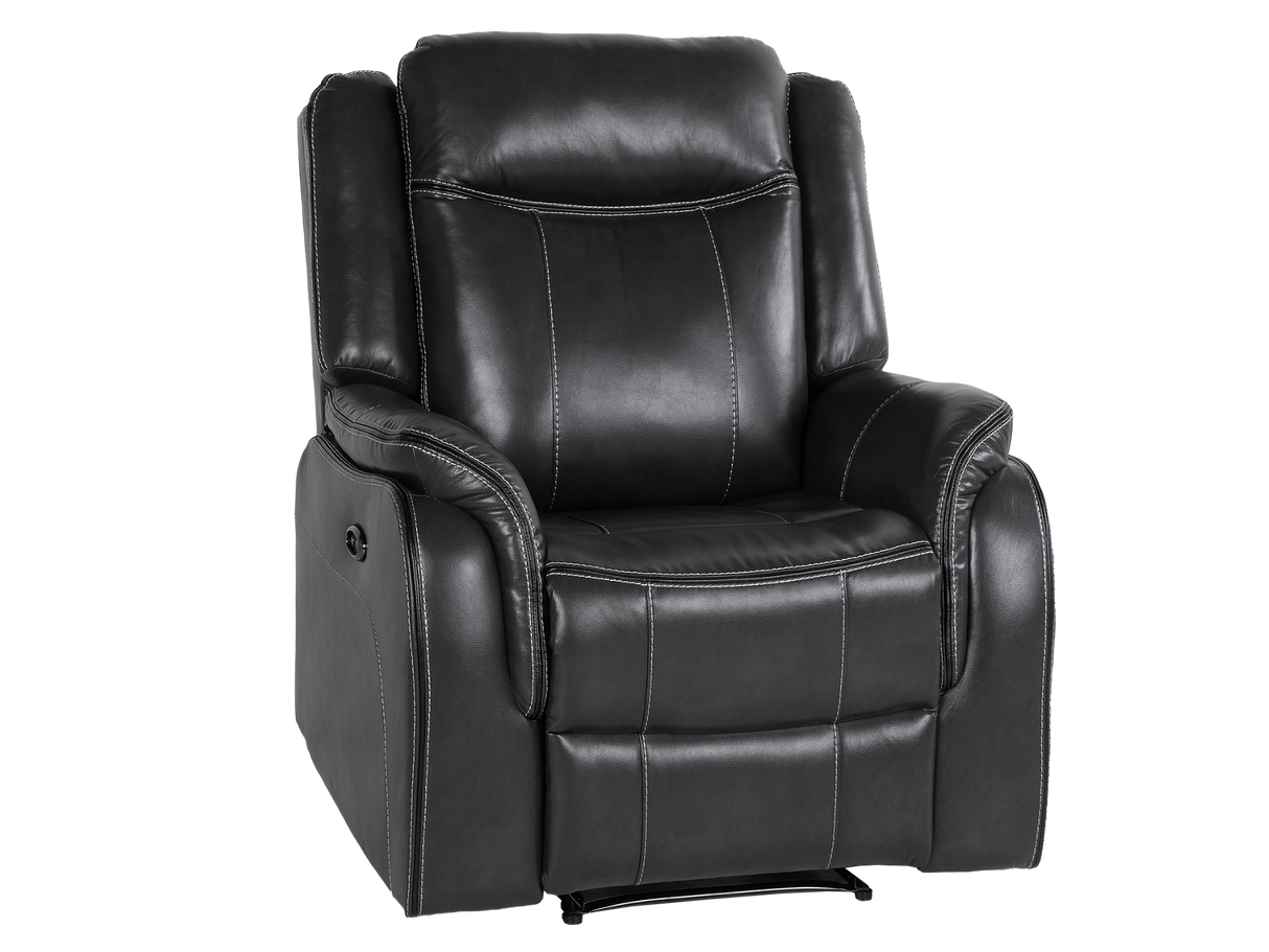 Dark Grey 3-Piece Reclining Living Room Set with Power Reclining Sofa, Drop-Down Table & Power Recliner
