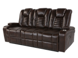 Dark Brown 3-Piece Living Room Set with Power Headrests, LED Lighting, Cup Holders & Storage