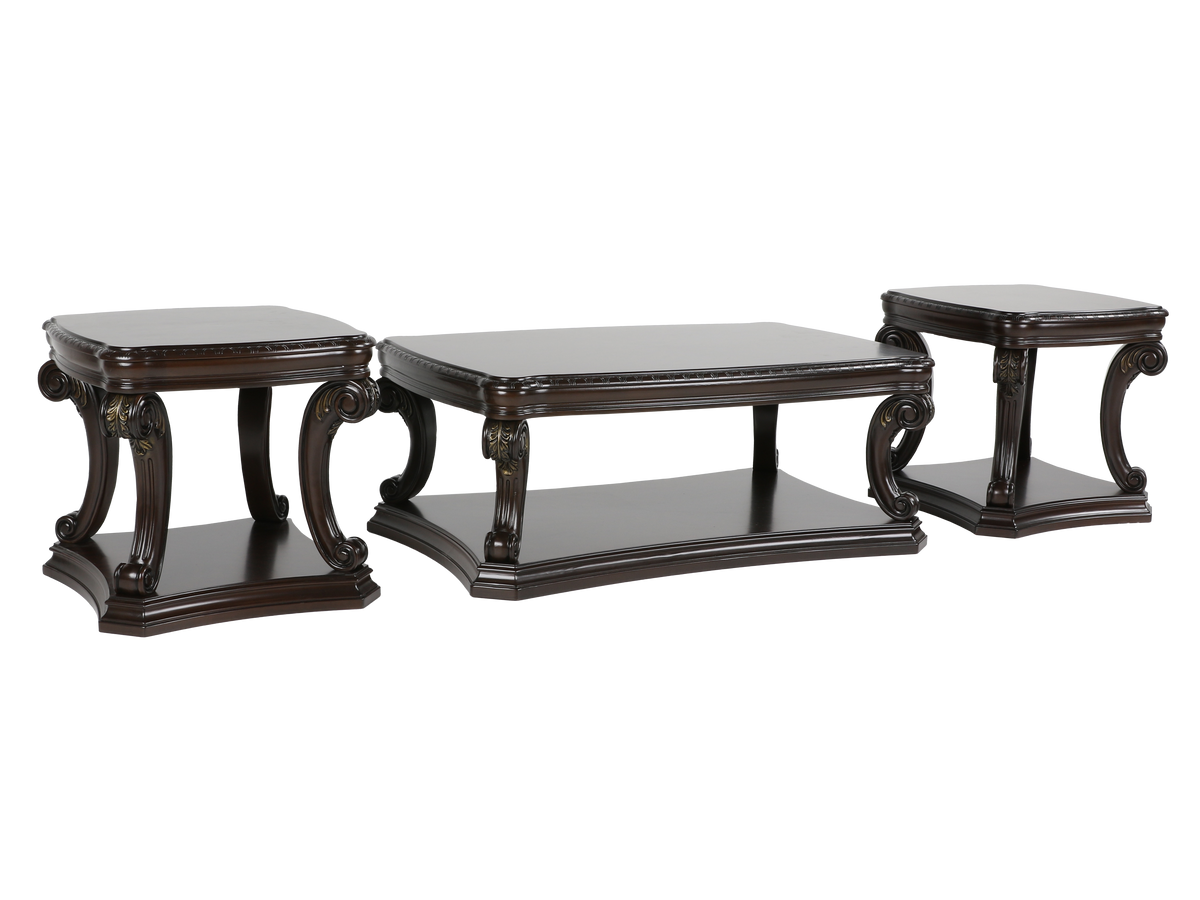 Grand-Cherry 3 Piece Coffee Table Set by Mollai Collections | Bel Furniture