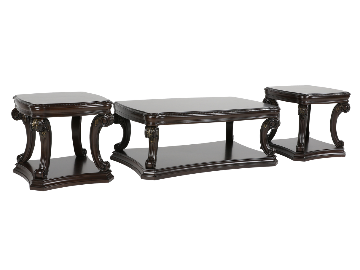 Grand-Cherry 3 Piece Coffee Table Set by Mollai Collections | Bel Furniture