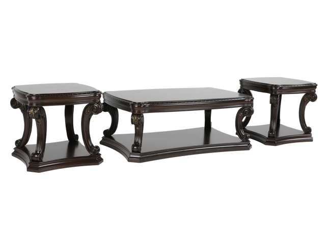 Grand-Cherry 3 Piece Coffee Table Set by Mollai Collections | Bel Furniture