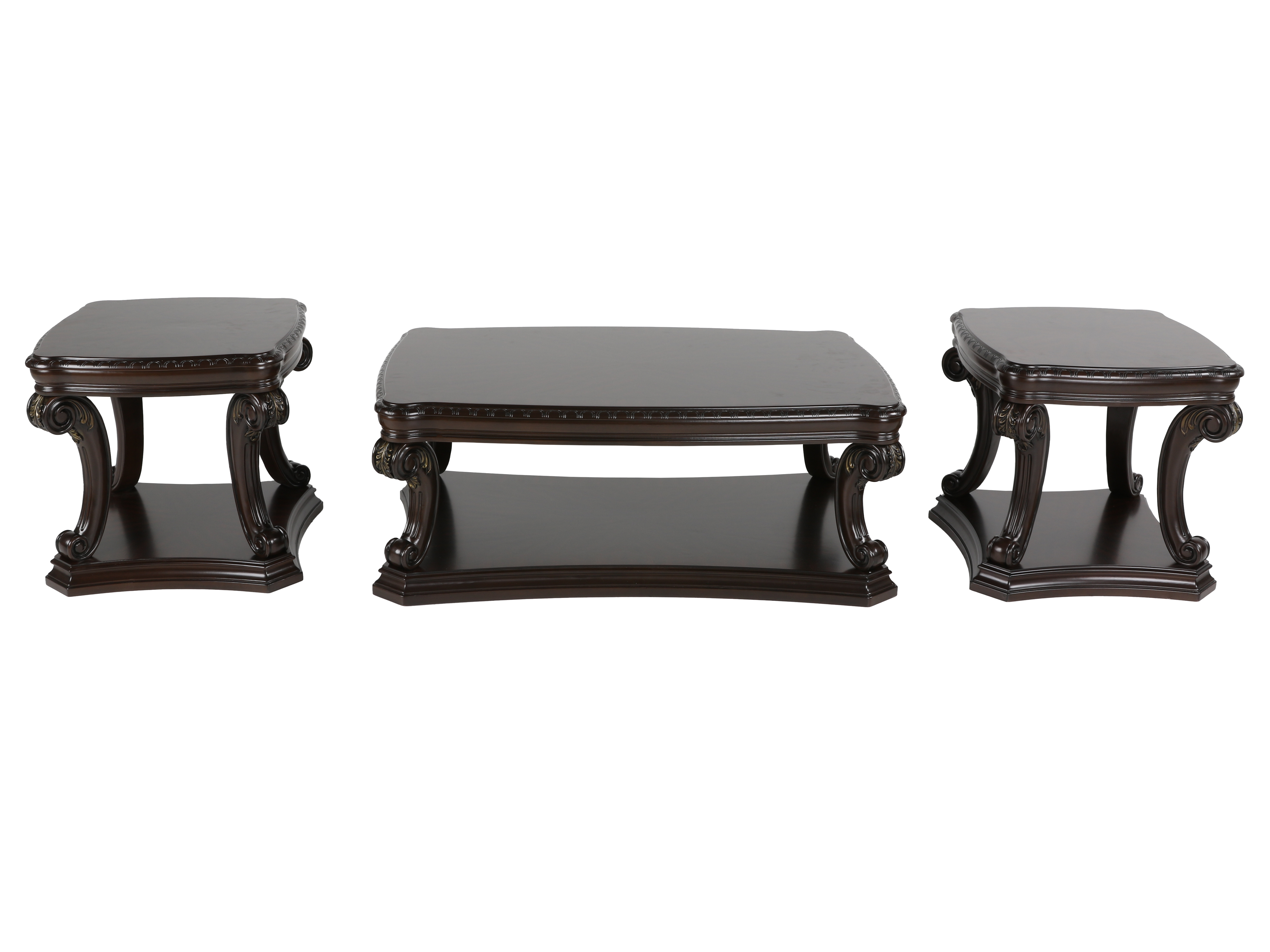 Grand-Cherry 3 Piece Coffee Table Set