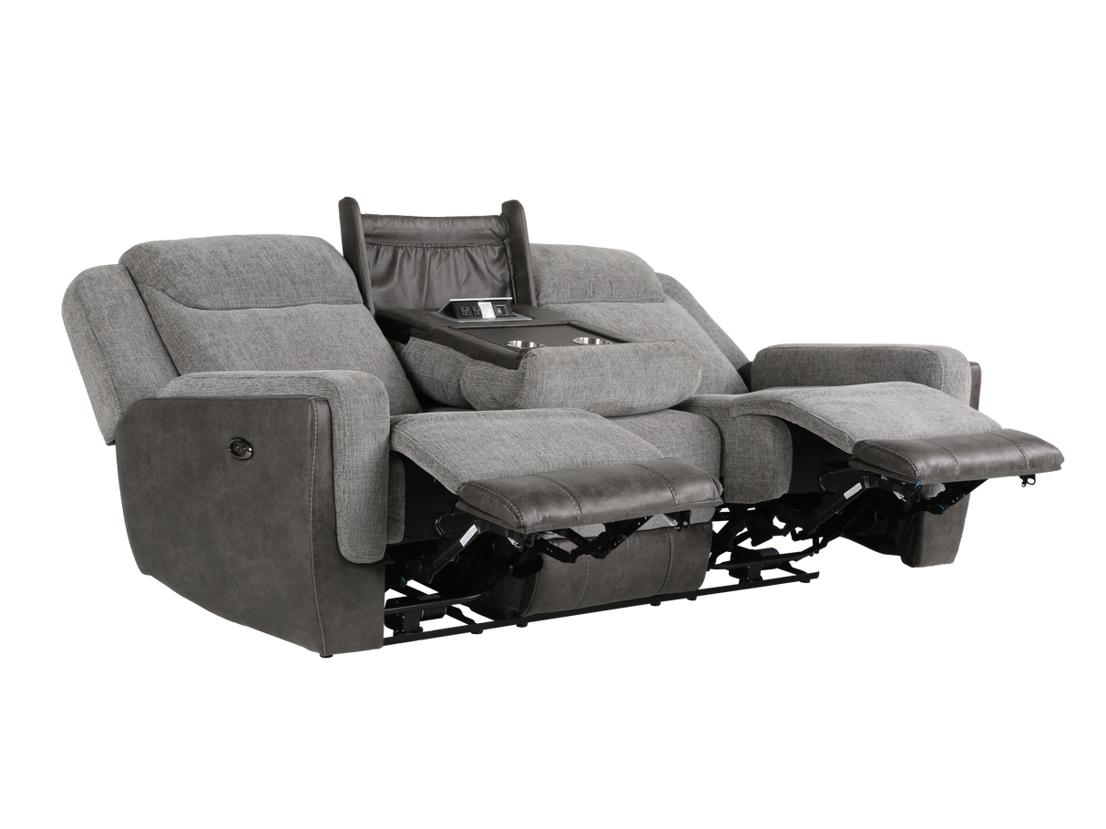 Gray Power Reclining 3-Piece Living Room Set with USB Charging – Sofa, Loveseat & Recliner