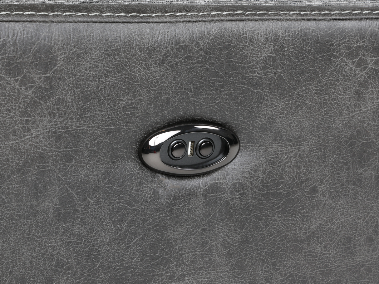 Gray Power Reclining 3-Piece Living Room Set with USB Charging – Sofa, Loveseat & Recliner