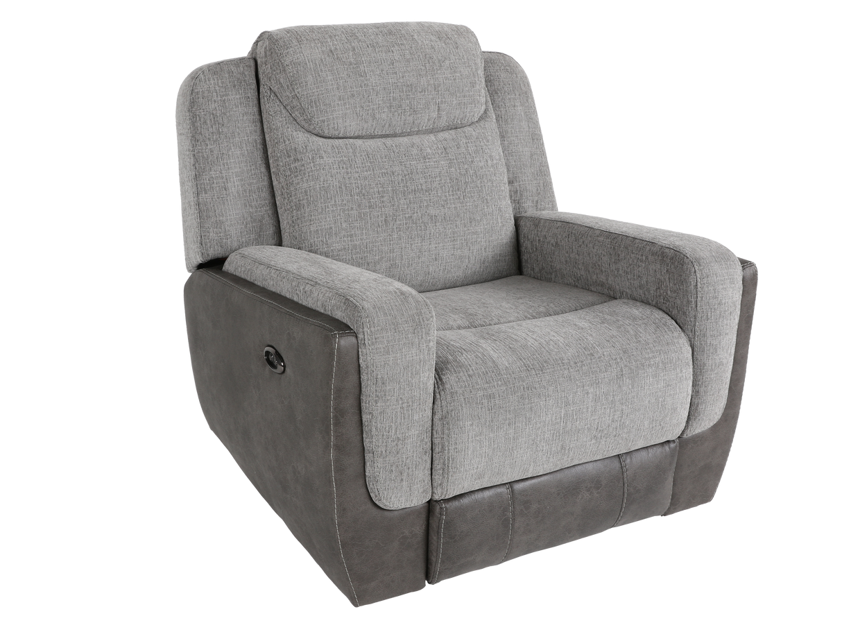 Gray Power Reclining 3-Piece Living Room Set with USB Charging – Sofa, Loveseat & Recliner