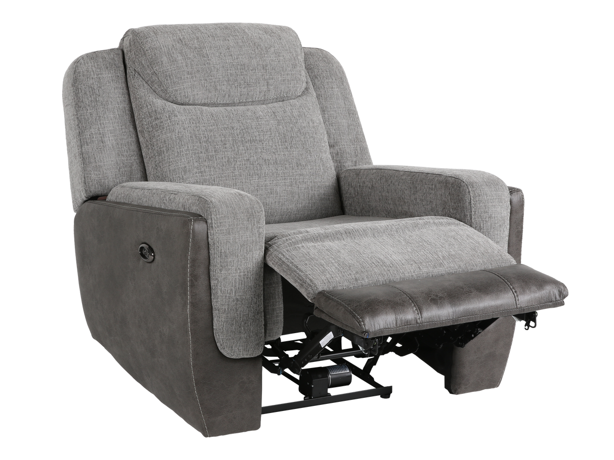 Gray Power Reclining 3-Piece Living Room Set with USB Charging – Sofa, Loveseat & Recliner