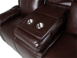 3-Piece Brown Power Reclining Living Room Set with Console Loveseat, USB & Bluetooth Speaker
