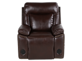3-Piece Brown Power Reclining Living Room Set with Console Loveseat, USB & Bluetooth Speaker