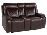 3-Piece Brown Power Reclining Living Room Set with Console Loveseat, USB & Bluetooth Speaker