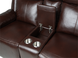 3-Piece Brown Power Reclining Living Room Set with Console Loveseat, USB & Bluetooth Speaker
