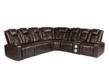 3 Piece Power Reclining Sectional With Power Adjustable Headrest, Wireless USB charging, Reading Light, Bluetooth Speakers by Sara Collections | Bel Furniture