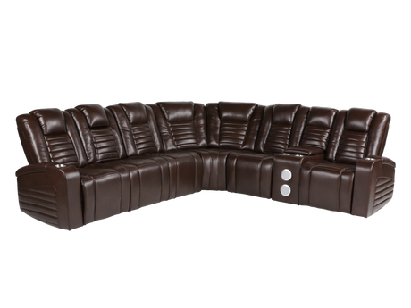 3 Piece Power Reclining Sectional With Power Adjustable Headrest, Wireless USB charging, Reading Light, Bluetooth Speakers by Sara Collections | Bel Furniture