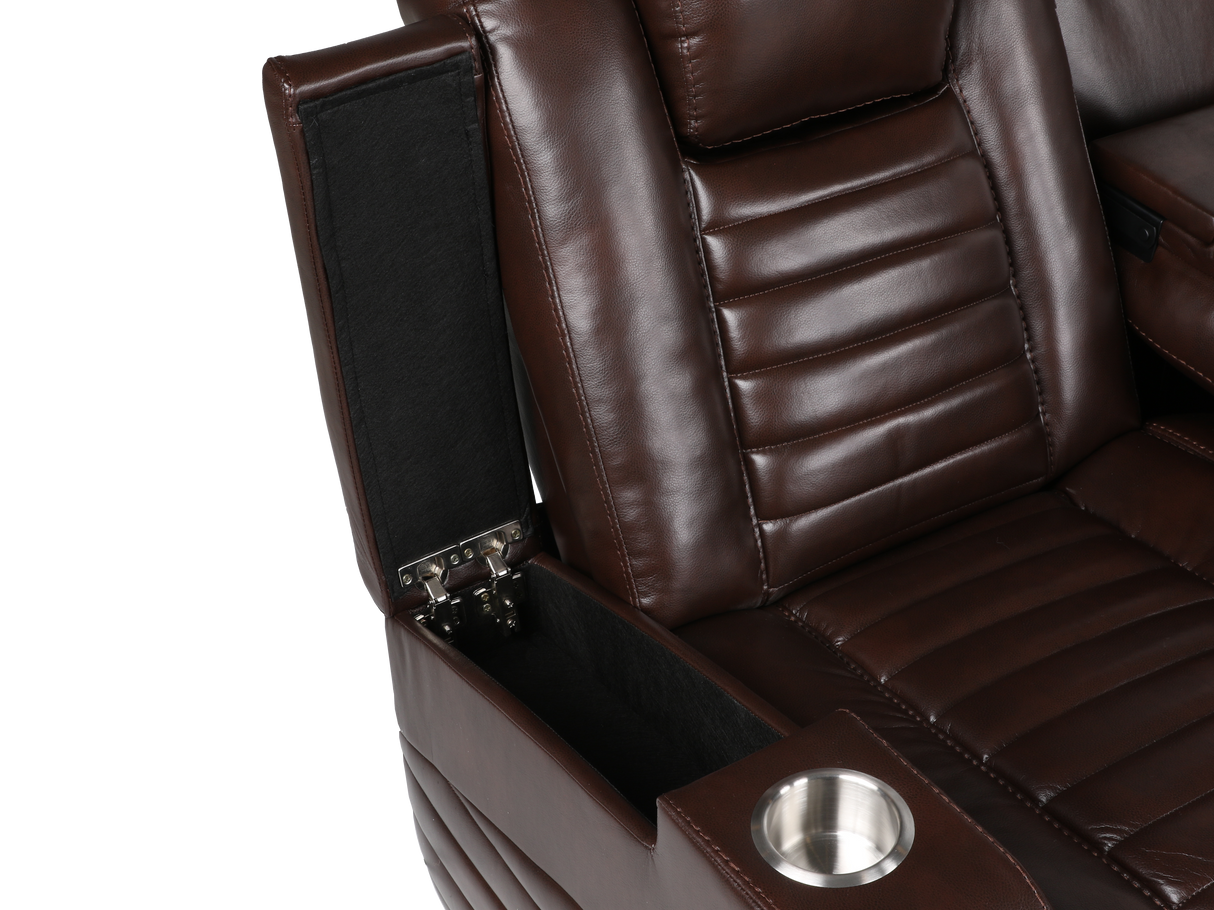 3 Piece Power Reclining Sectional With Power Adjustable Headrest, Wireless USB charging, Reading Light, Bluetooth Speakers by Sara Collections | Bel Furniture