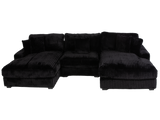 Midnight Black Corduroy 3-Piece Double-Chaise Sectional Sofa