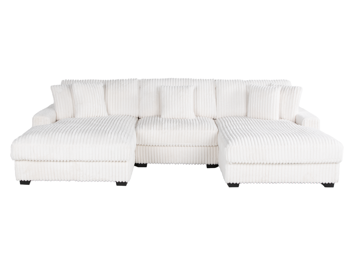 Stupendous Alloy Chenille 3-Piece Dual-Chaise Sectional Sofa