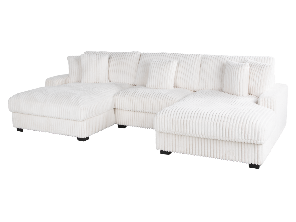 Stupendous Alloy Chenille 3-Piece Dual-Chaise Sectional Sofa