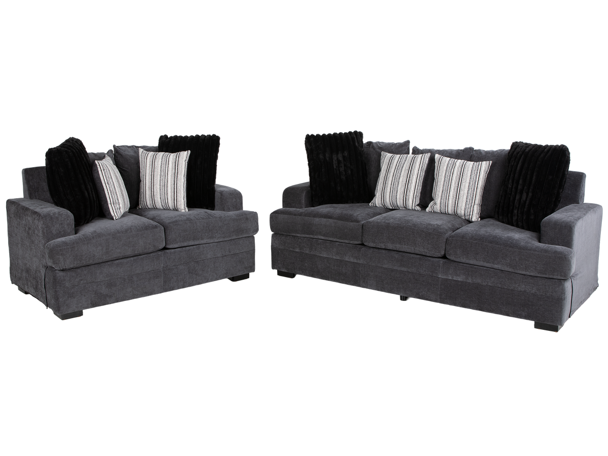 2-Piece Charcoal Contemporary Sofa & Loveseat Set