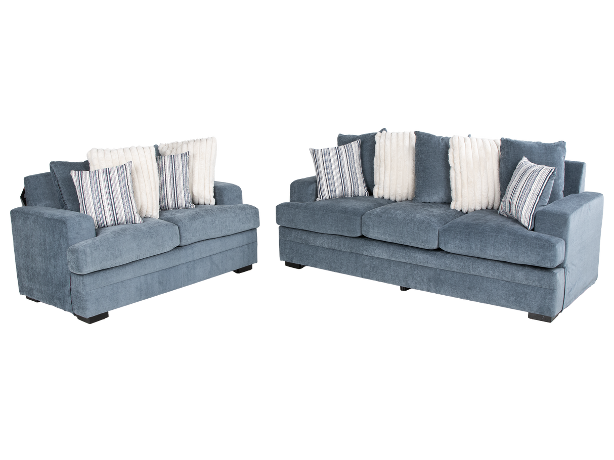Jessica Light Blue 2-Piece Sofa & Loveseat Set