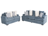 Jessica Light Blue 2-Piece Sofa & Loveseat Set