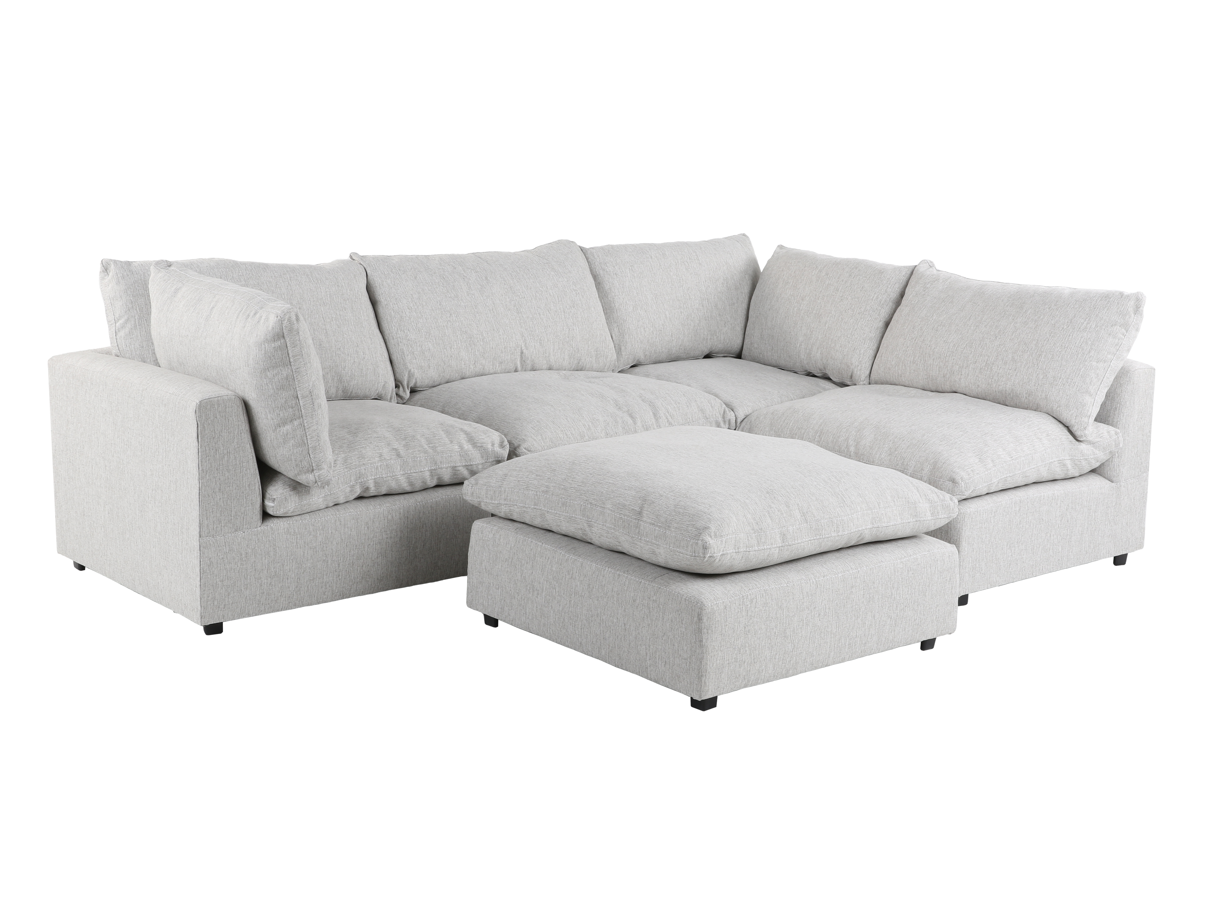 Cloud 5 Piece Modular Sectional - 2 Corners + 2 Armless Chairs + 1 Ottoman