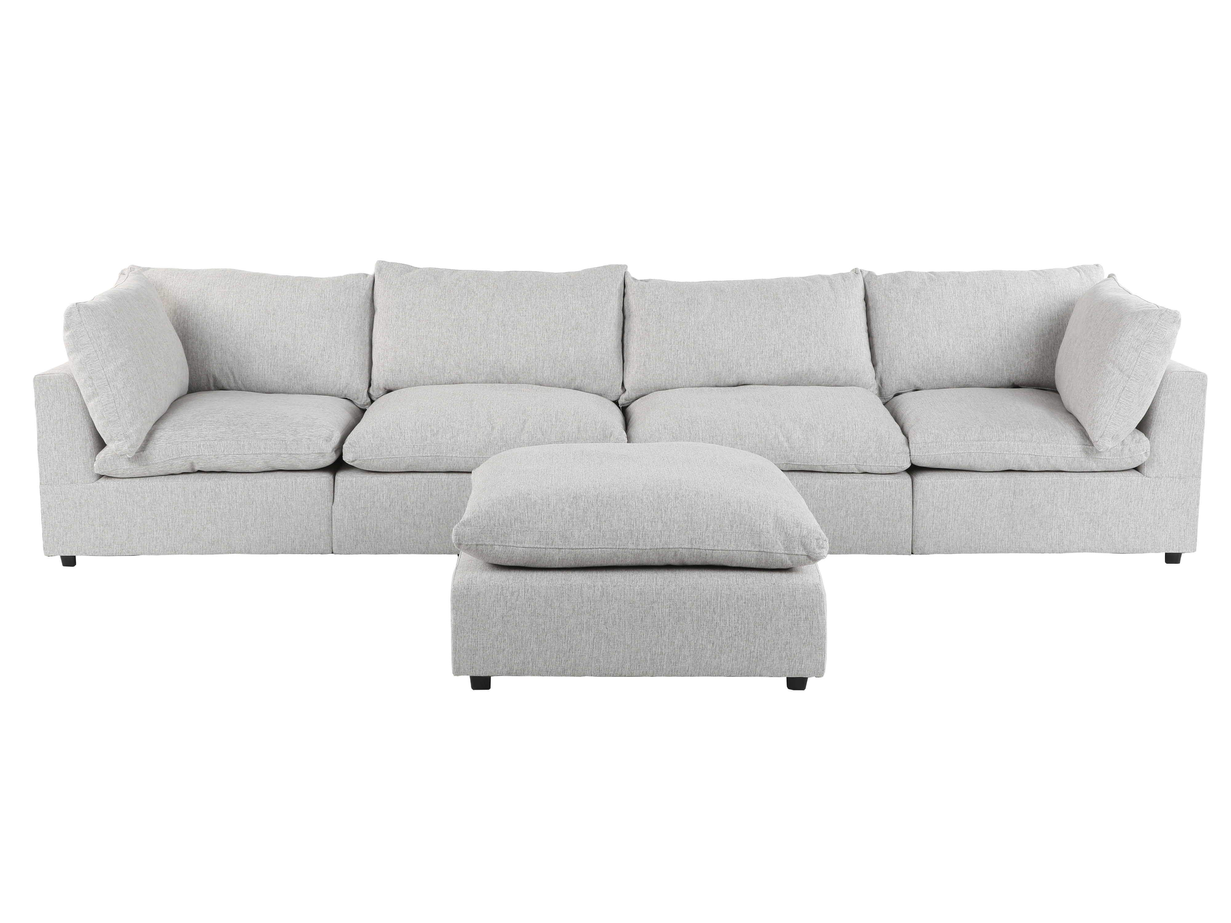 Cloud 5 Piece Modular Sectional - 2 Corners + 2 Armless Chairs + 1 Ottoman