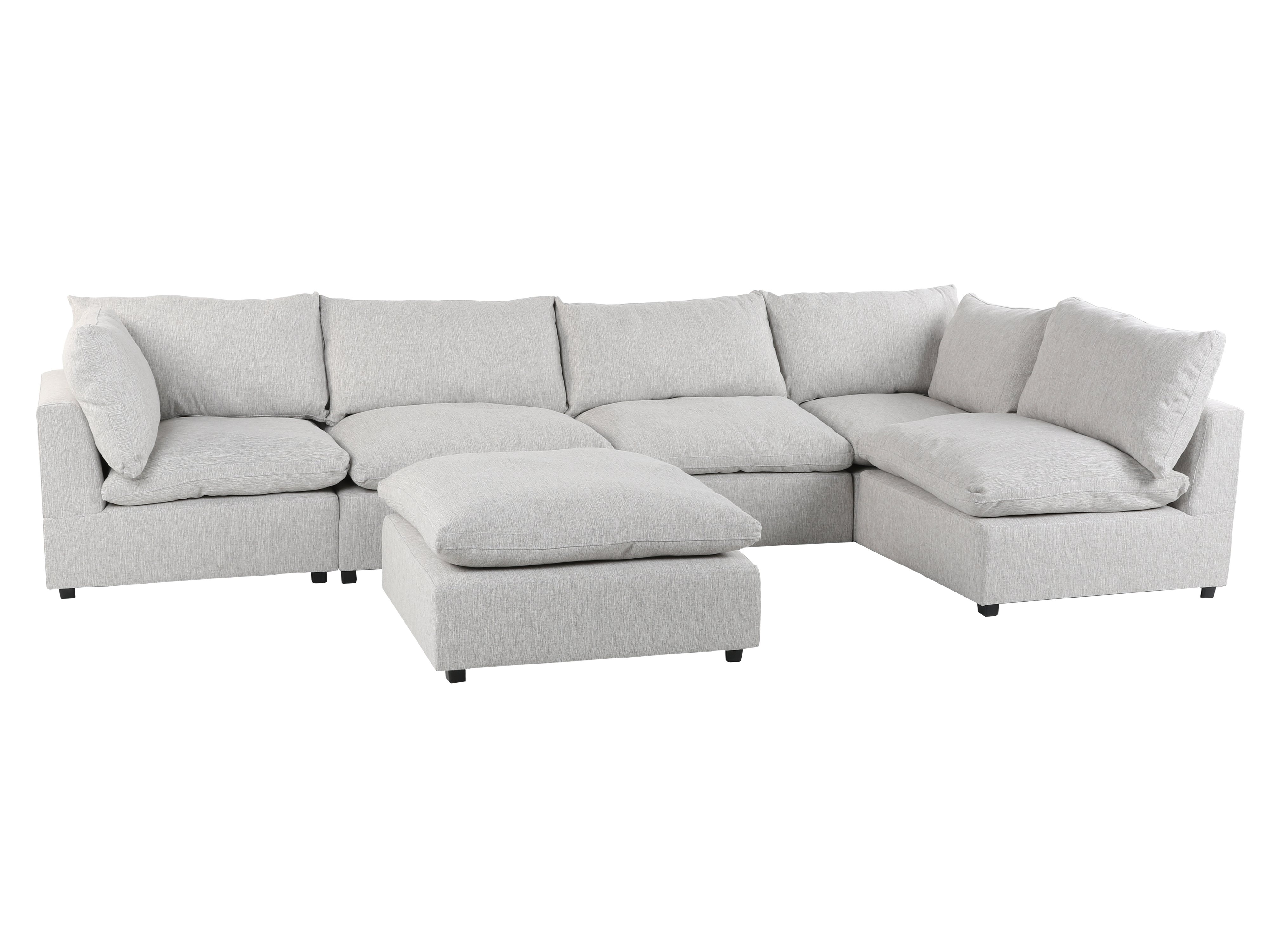 Cloud 6 Piece Modular Sectional - 3 Armless Chairs + 2 Corners + 1 Ottoman