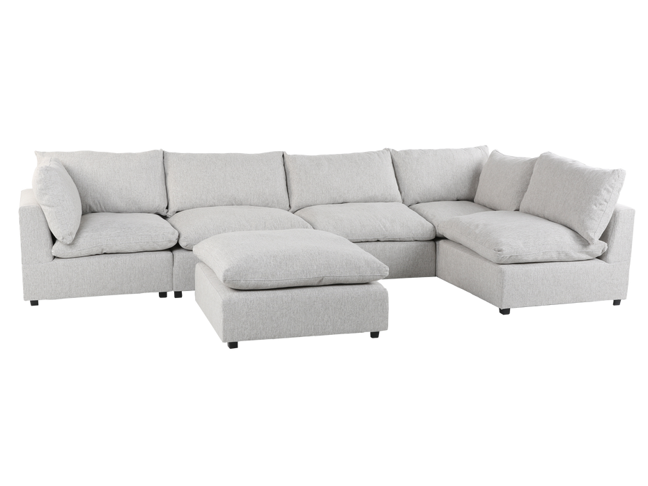 Cloud 6 Piece Modular Sectional - 3 Armless Chairs + 2 Corners + 1 Ottoman