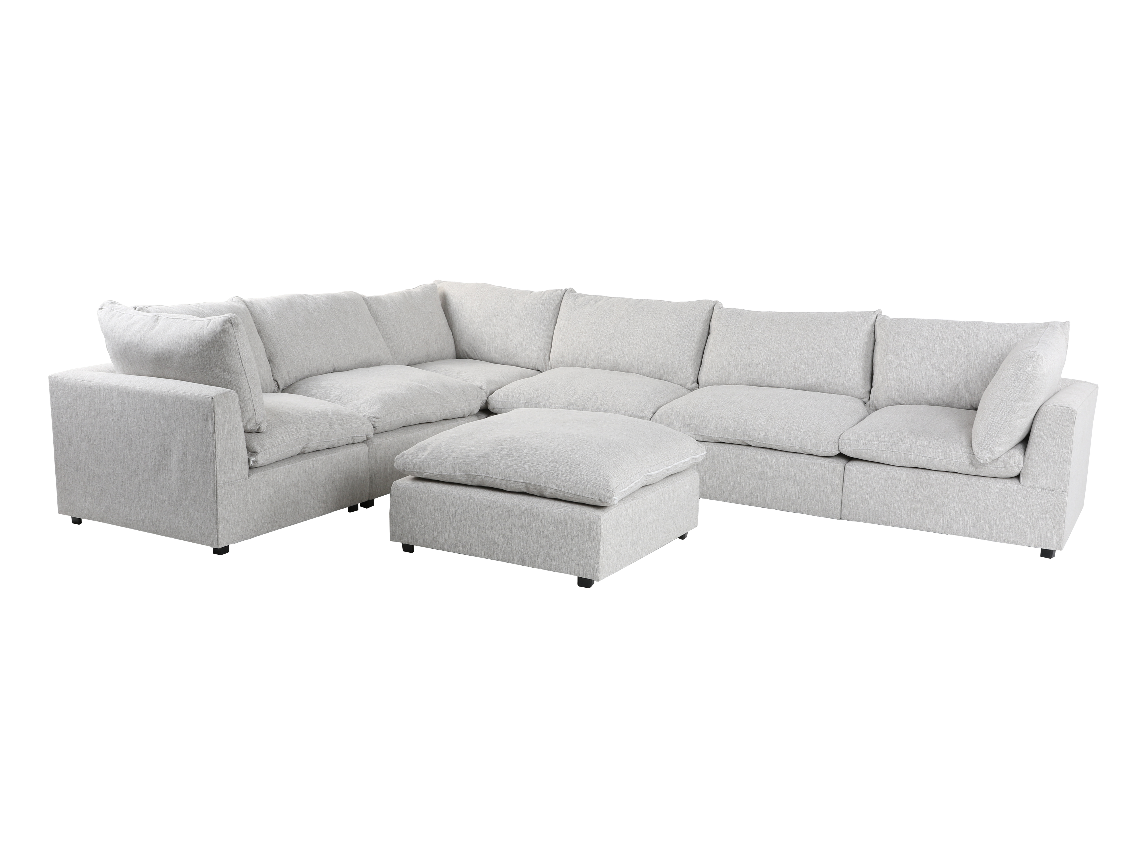 Cloud 7 Piece Modular Sectional - 3 Corners + 3 Armless chairs + 1 Ottoman