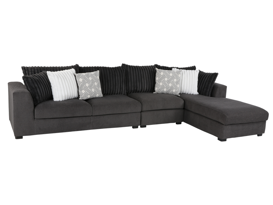 3 Piece Monaco Right Arm Facing Chaise Sectional - AIREA STONE