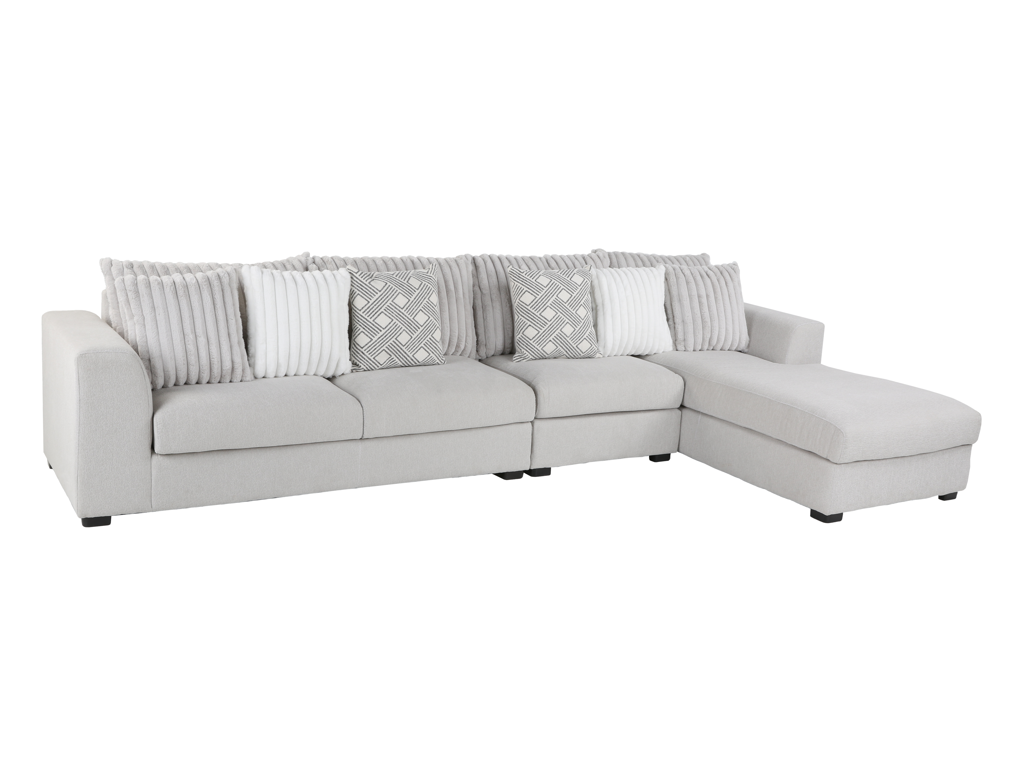 3 Piece Monaco Right Arm Facing Chaise - AIREA SILVER