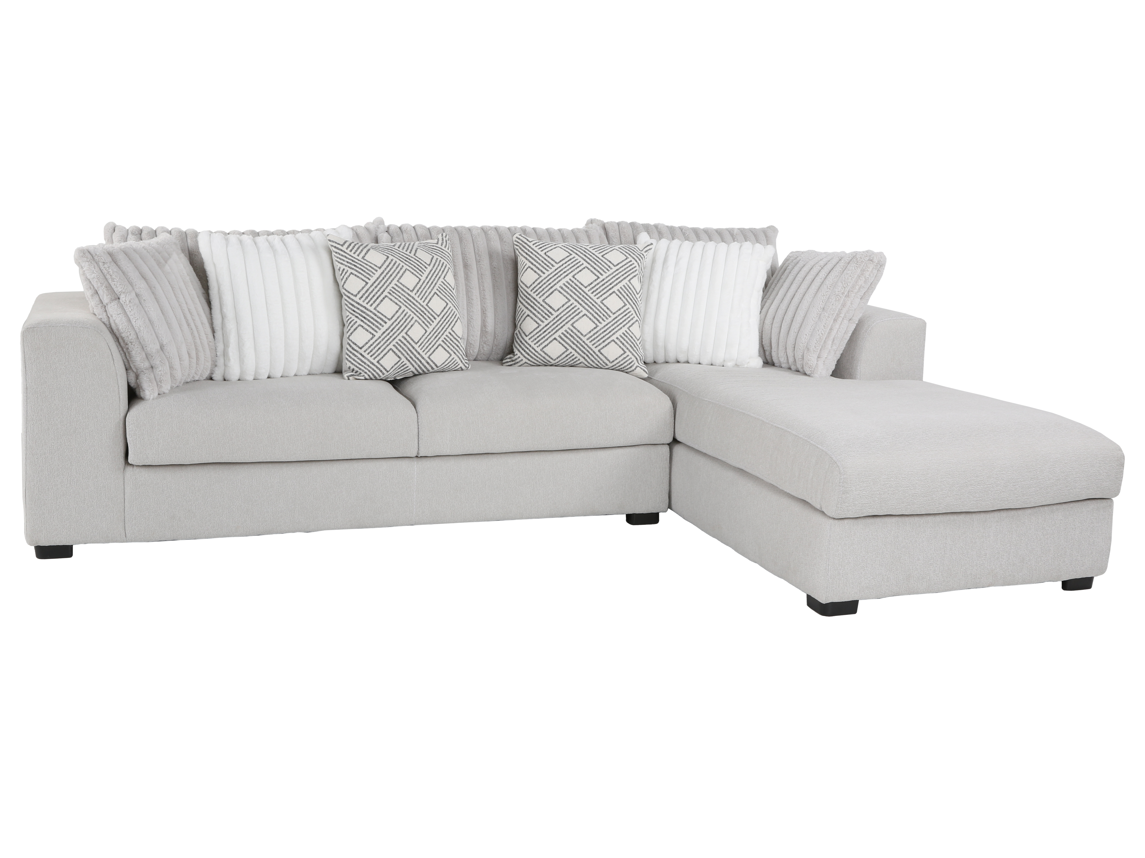 2 Piece Monaco Right Arm Facing Chaise Sectional - AIREA SILVER