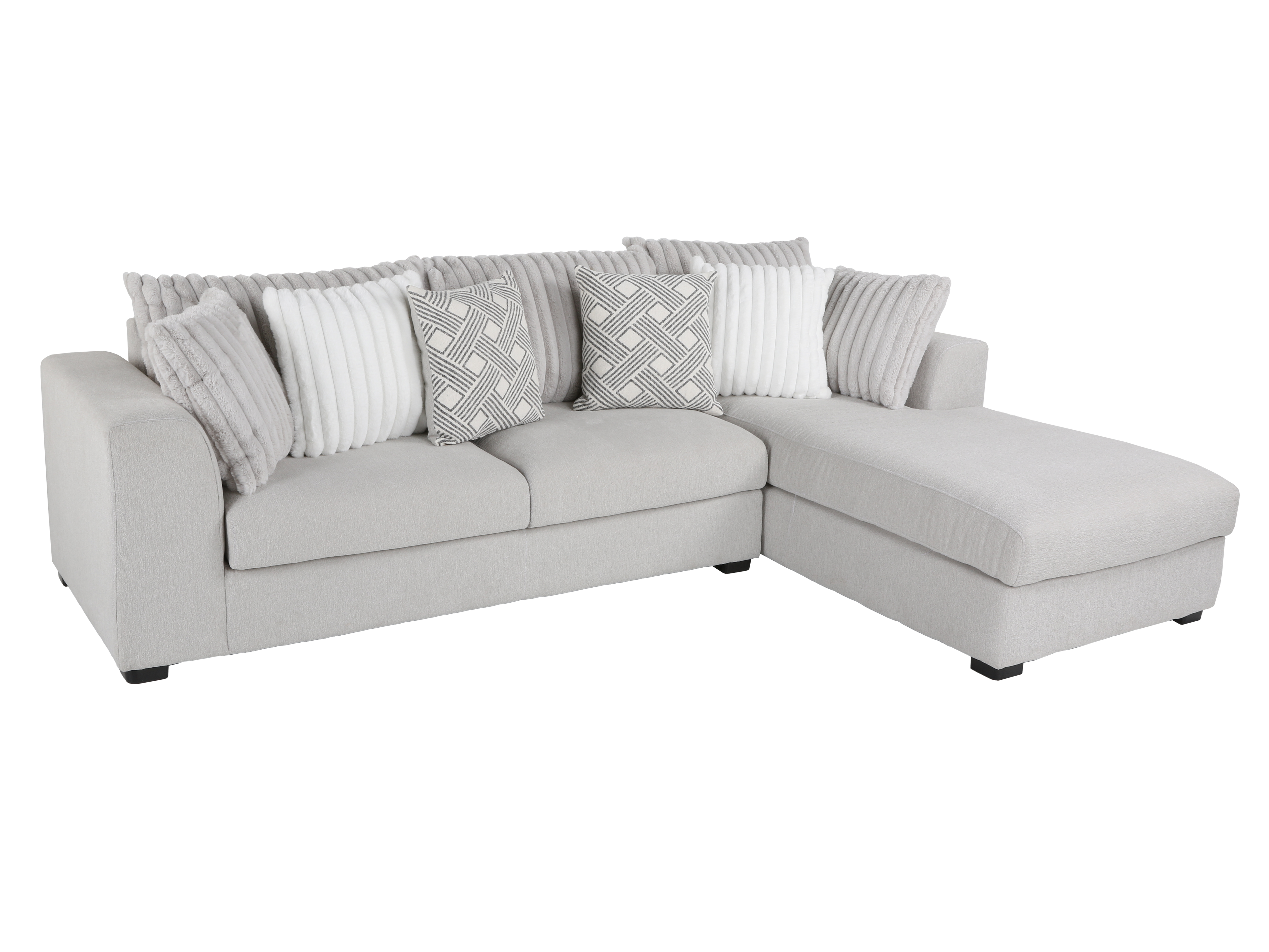 Monaco 2 Piece Right Arm Facing Chaise Sectional - AIREA SILVER