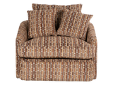 Contemporary Brown Geometric Pattern Fabric Swivel Chair