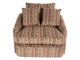 Contemporary Brown Geometric Pattern Fabric Swivel Chair