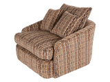 Contemporary Brown Geometric Pattern Fabric Swivel Chair