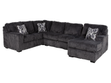 Contemporary Charcoal Corduroy L-Shaped Sectional Sofa with Oversized Chaise, Deep Seating & Ribbed Plush Design